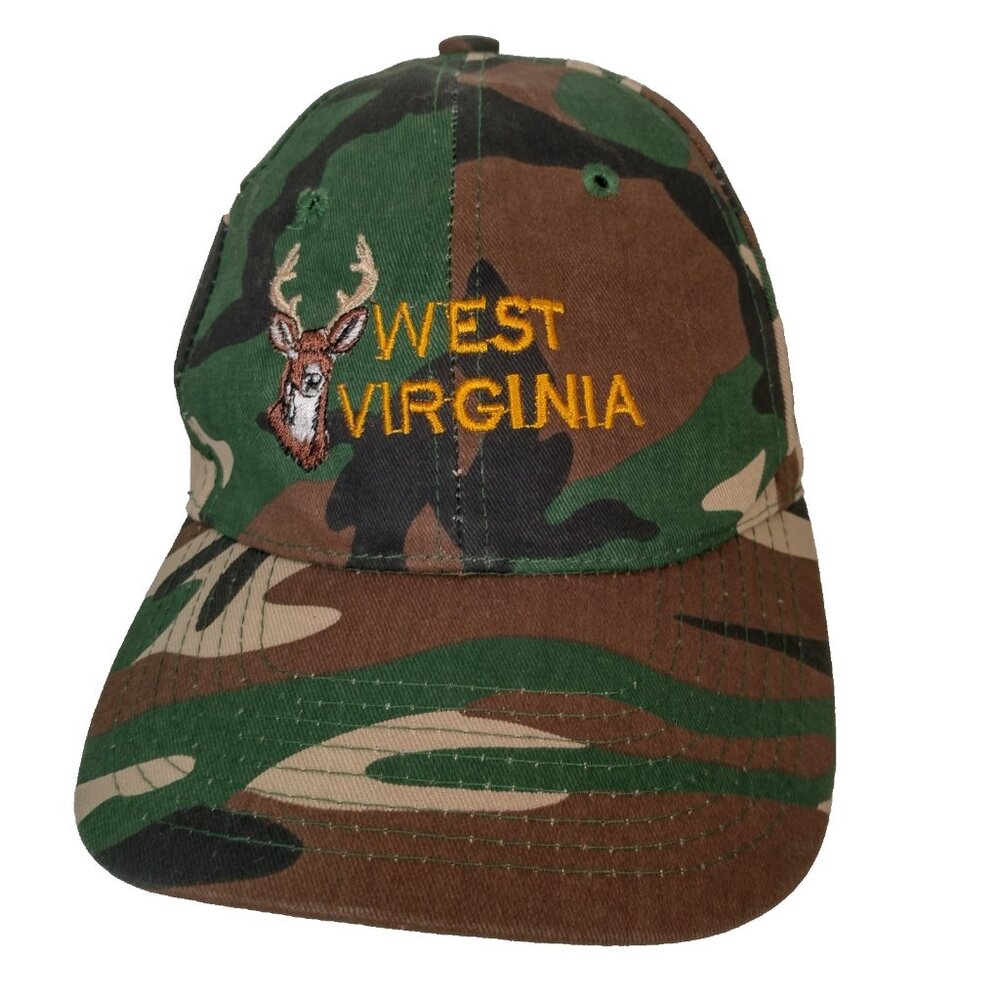 West Virginia Buck Deer Woodland Camouflage Cap Hat Green Camo Hunting Hunt